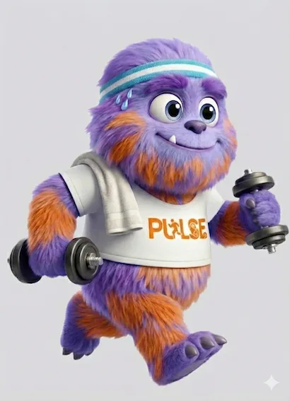 Pulse mascot running energetically